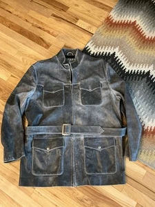 Vintage Men’s Vera Pelle Italian Butter Soft Leather Jacket With Belt Size L - Picture 1 of 12