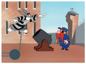 BIG HOUSE BUNNY Print Looney Tunes Bugs Bunny Yosemite Sam - Picture 1 of 1