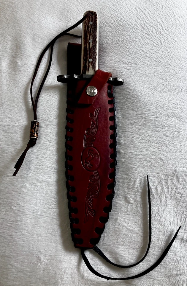 Cuchillo Bowie Colt CT278 con acero Damasco y hermosa funda de cuero - BONITO Foto 1 de 4