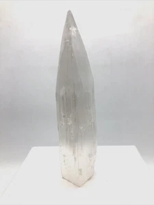 Large Selenite Natural Crystal Tower Obelisk, 600g, 9" Tall, 1.5"x1.5" Square - Picture 1 of 14