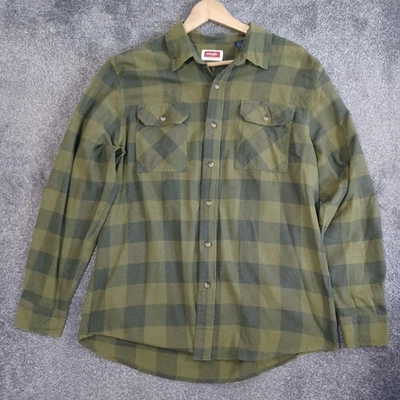 Wrangler Flannel Shirt Mens Large Green Checked Button Up Long Sleeve - Image 1 of 4