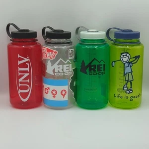 Lote de 4 botellas de agua NALGENE 32 OZ boca ancha REI cooperativa roja verde hecha en EE. UU. - Imagen 1 de 13