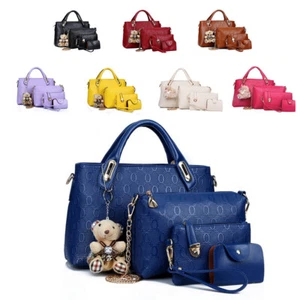 4Pcs/Set Women Lady Leather Handbags Messenger Shoulder Bags Purse Tote Satchel - Picture 1 of 25