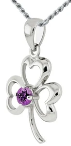 0.925 Plata de Ley Trébol Irlandés 3 Hojas Alejandrita Collar con Colgante - Imagen 1 de 5