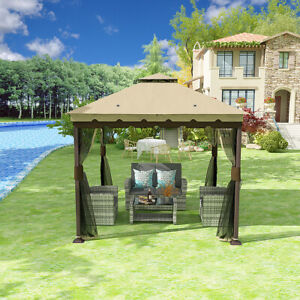 Yitahome 10'x10' Gazebo Canopy Double Roof Garden Tent Patio w/ Mosquito Netting