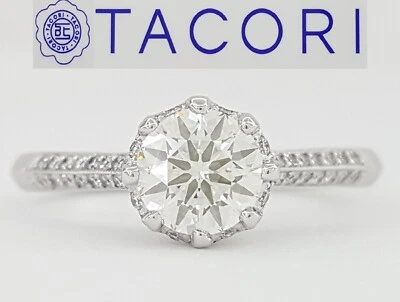 Anillo de compromiso de diamantes redondos Simply TACORI 0,73 quilates oro blanco de 18 k GIA RTL $5K Foto 1 de 4