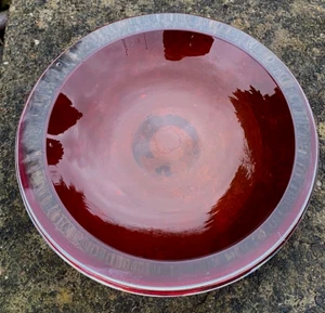 Vintage Mid Century Large Heavy 2.2kg Murano Glass Geode Bowl Red Cased Clear - Picture 1 of 8