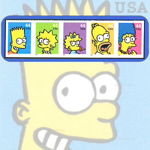 2009  THE SIMPSONS  Bart  Cartoon  MINT Strip of 5  Attached Stamps #4399-4403