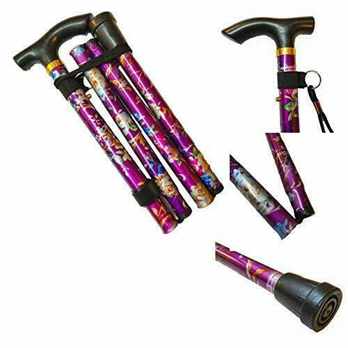 NEW Purple Sparkly Patterned Ladies Adjustable Walking Stick with FREE P&P UK P3