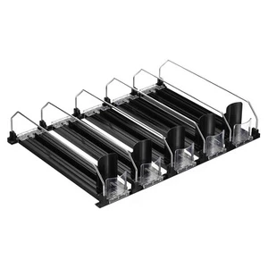 5Pcs Soda Can Organizer for Refrigerator Self-Pushing Drink Black - Picture 1 of 7