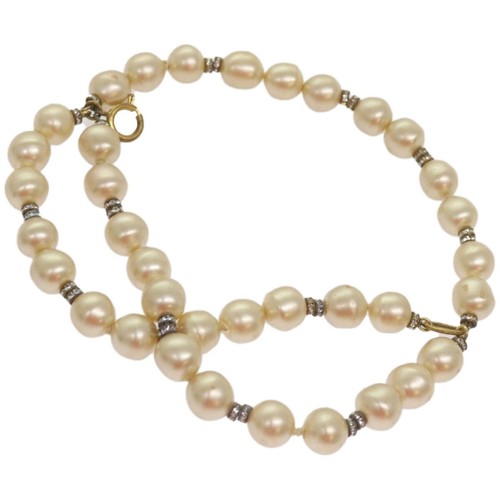 CHANEL Bracciale Perle Metallo Bianco CC Autentico bs12272