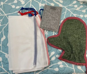 Norwex Paquete 3 Bolsas para Productos 1 Guante para Frutas y Verduras y 1 Esponja de Limpieza Nuevo - Imagen 1 de 5