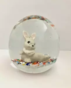 Vintage Signed Gibson Art Glass Rabbit Bunny Sulphide Paperweight Easter - Picture 1 of 6