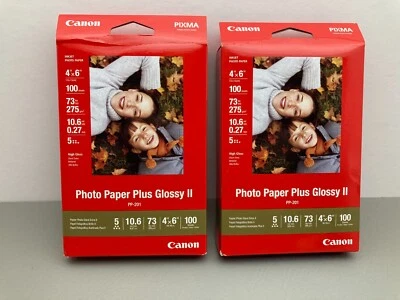 Lot of 2 Canon PP-201 Photo Paper Plus GLOSSY II 4"x6" 100 Sheets Each New - Image 1 of 4