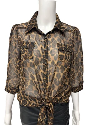 Rue21 Mujer Blusa Transparente Estampado Animal Manga 3/4 Talla S Foto 1 de 4
