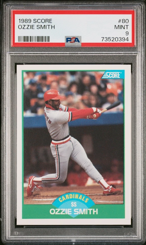 1989 Score Ozzie Smith Baseball Card #80 PSA 9 Mint - Image 1 of 3