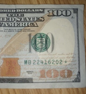 Star Note💲100 Dollar Bill Star Note 2013 MB22416202* RARE NOTE!💥💥 - Picture 1 of 6