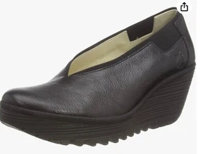 Fly London Women's Yoza438fly Black Leather Wedge Pump UK size 3 uk - Picture 1 of 5