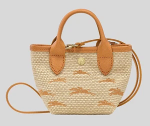 Longchamp Le Panier Pliage XS Straw Effect Top Handle Crossbody Tote ~NEW~ - Picture 1 of 5