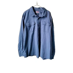 Wrangler Shirt Men's 2XL Red Tag Solid Gray 2 Pocket Long Sleeve Cotton Blend - Picture 1 of 13