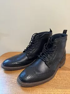 Botas de vestir La Milano Giovanni pátina de cuero negro punta de ala para hombre 9 - Imagen 1 de 8