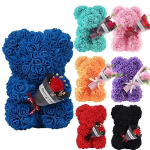 Teddy Bear Rose 9.45in Flower Rose Bear with Box Anniversary Valentines Gift - Foto 1 di 19