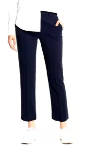 New Theory Navy Blue Hartsdale K Oxford Knit Mid-Rise Straight Crop Pants 8 X 27 - Picture 1 of 12