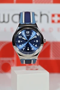 New Swiss Swatch LImited Edition Irony BLUORA Blue Gray 41MM Stainless Steel Cas - Picture 1 of 8