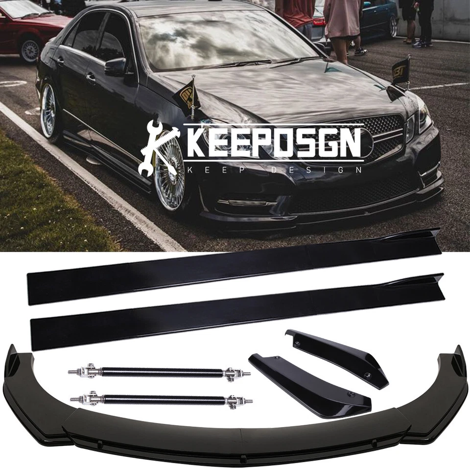 For Mercedes Benz E Class Side Skirts Rear Front Bumper Lip Splitter Strut Rods Foto 1 de 4