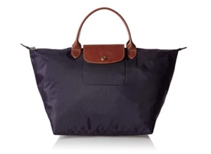 Bolso de Mano LONGCHAMP PARIS LE PLIAGE de mango corto mediano arándano púrpura marrón - Imagen 1 de 8
