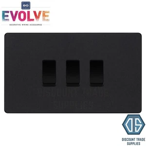 BG Evolve Matt Black 3 Gang Custom Grid Light Switch Double Format