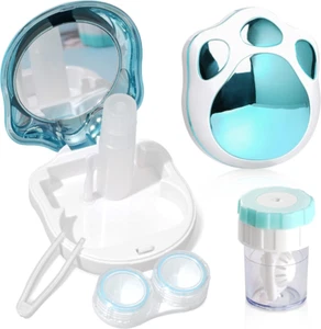 Blue Portable Contact Lens Box with Mirror Tweezers Include Tool Solution Bottle - Picture 1 of 2