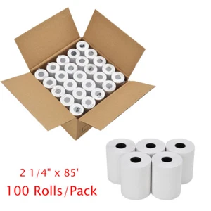 100 Roll 2-1/4" x 85' Thermal Receipt Paper POS Cash Register Tape FD100ti FD130 - Picture 1 of 5
