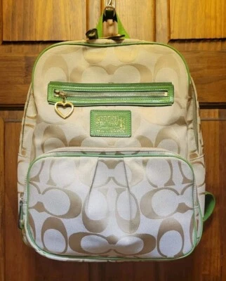 Рюкзак Coach фирменный маковый контур хаки и зеленый F22948 - Изображение 1 из 4