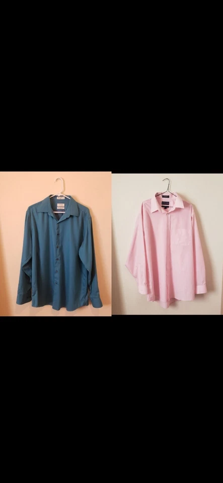 2 Mens Button Up Dressup Shirts Size 16 1/2 & 17, Both Fit Same. Great Condition - Image 1 of 4