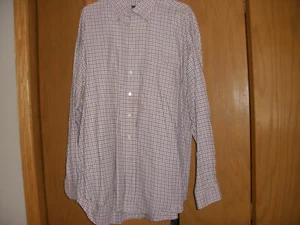 SCOTT BARBER BUTTON DOWN DRESS SHIRT XL BLACK OLIVE PINK - Picture 1 of 3