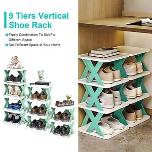9-Tier Shoe Rack Storage Small Shoe Rack Narrow DIY Adjust Shoe Shelf Organizer - Picture 1 of 23