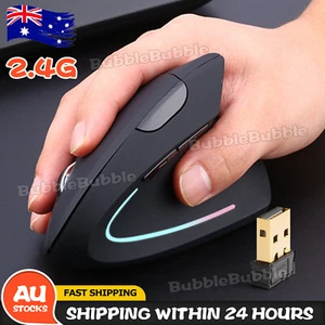Wireless Vertical Gaming Mouse USB Ergonomic Optical For PC,Laptop,Computers - Picture 1 of 9