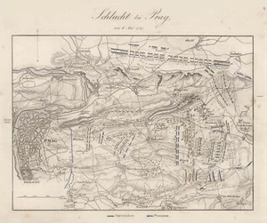 Chequia Praga Batalla 1757 Original Grabado En Acero 1830 - Bild 1 von 1