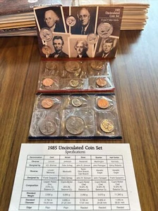 1985 US Mint Set Uncirculated 10 Coin Set Philadelphia & Denver P & D - Picture 1 of 3