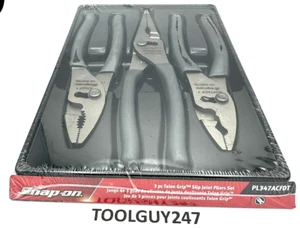 SNAP ON TOOLS USA DARK TITANIUM 3 Piece Soft Grip Pliers Lot Set PL347ACFDT NEW+ - Picture 1 of 1