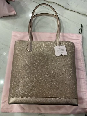 NEW Kate Spade Tote Glitter Fabric Tinsel Rose Gold Tote, K9338 - Image 1 of 4