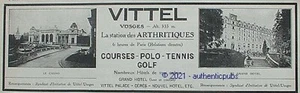 PUBLICITE VITTEL STATION DES ARTHRITIQUES COURSE GOLF GRAND HOTEL CASINO DE 1924 - Picture 1 of 1