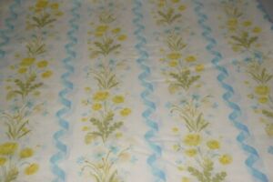 Vintage Wamsutta Supercale PLUS King Flat Bed Sheet Floral & Ribbons 108" x 115"
