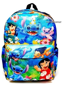 Disney Lilo And Stitch Art Large 16" School Backpack Travel Carry All Bag Deluxe - Picture 1 of 9