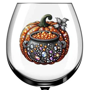 x12 Halloween Jewelled Pumpkin glass vinyl decal stickers Colour ad51 - Picture 1 of 3