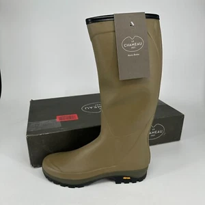 Le Chameau Boots Vert Mens 13 Iconic Green Country Vibram Plaid Lined NEW - Picture 1 of 7