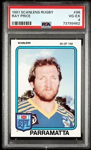 PSA 4 - 1981 Scanlens NRL Premiers Graded Card Ray Price - Parramatta Eels - Foto 1 di 3