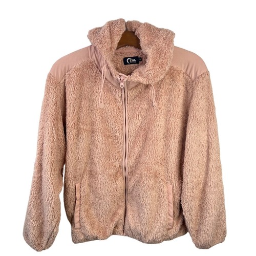 VETEMENTS Zyia Giacca con Cappuccio Taglia Small Pile Attivo Peluche Full Zip Blush Beige Teddy