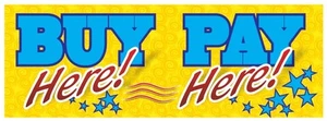 Banner de vinilo de 3 pies x 8 pies Compre aquí pague aquí (y) - bandera antigua a bandera 3'x8' (0028) - Imagen 1 de 1